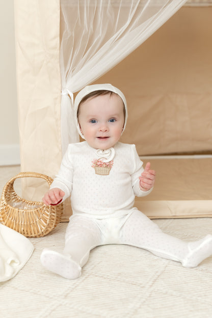 B&D Crochet Basket Footie & Bonnet