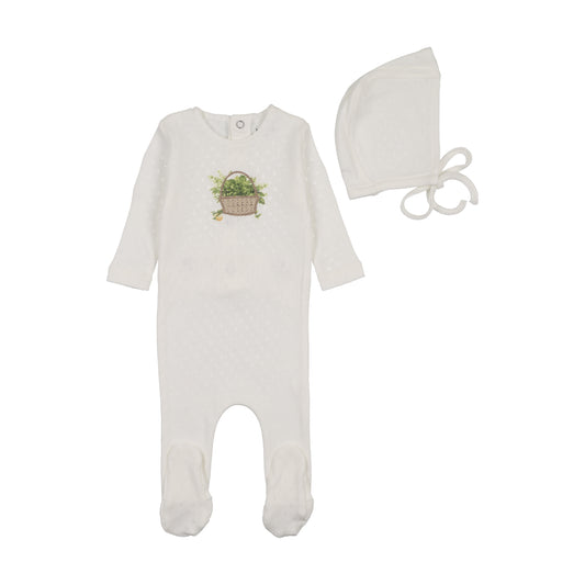 B&D Crochet Basket Footie & Bonnet