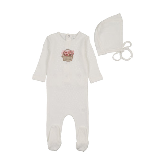 B&D Crochet Basket Footie & Bonnet