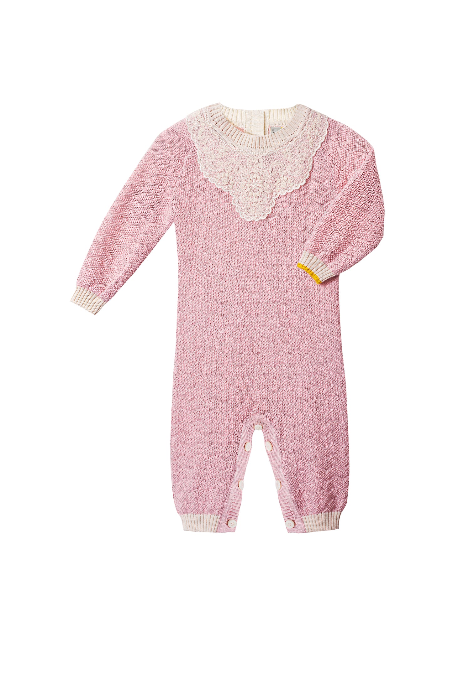 Gensami Baby Girl Knitted Long wave-Stitch Layette Set