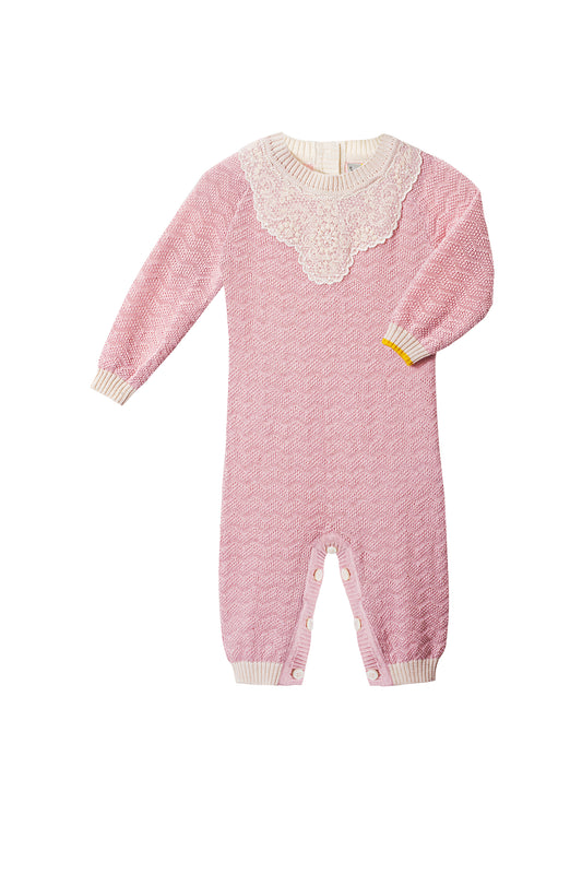 Gensami Baby Girl Knitted Long wave-Stitch Layette Set