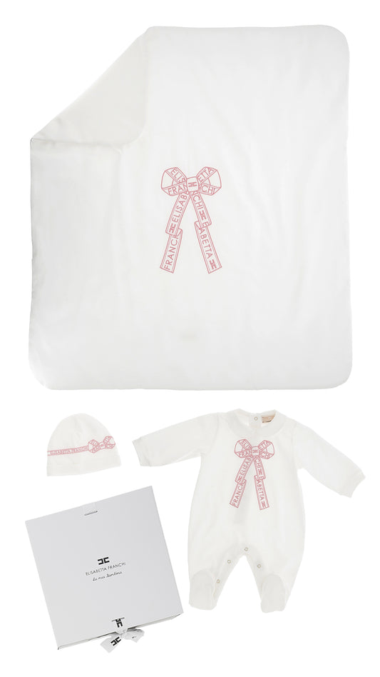 Elisabetta Franchi Footie Hat & Blanket w Bow 062