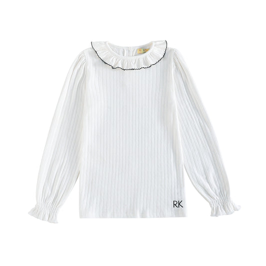 RetroKid Emery Pointelle Collared Tshirt Long Sleeve