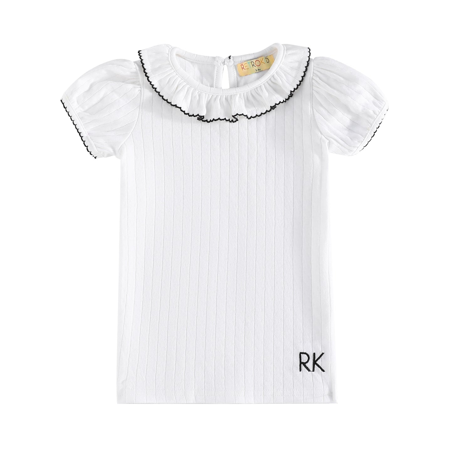 RetroKid Emery Pointelle Collared Tshirt Short Sleeve