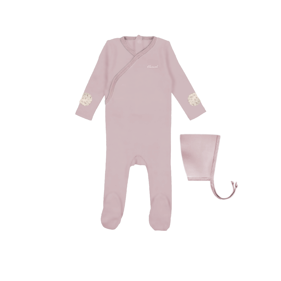 Milk Keepsake Wrap Footie With Patch and Pixie Bonnet