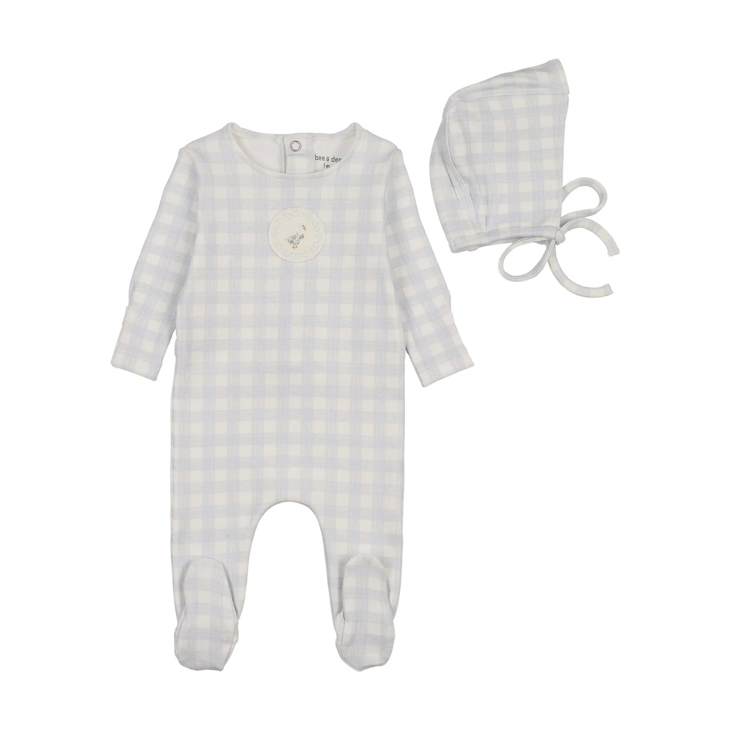 Goose Plaid Footie & Bonnet