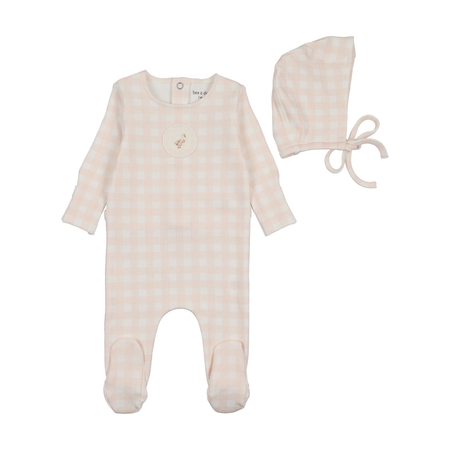 Goose Plaid Footie & Bonnet