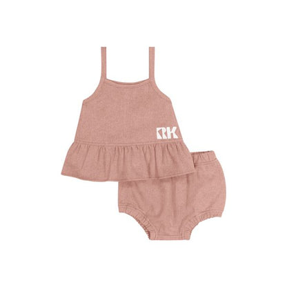 RetroKid Hollis Denim Baby Girl Ruffle Tank + Bloomers Set