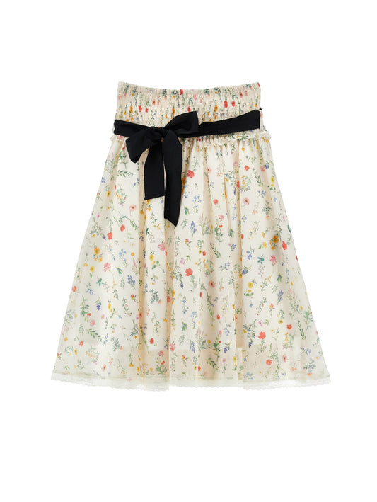 Philosophy Floral Print Midi Skirt W Tie Belt I1G705