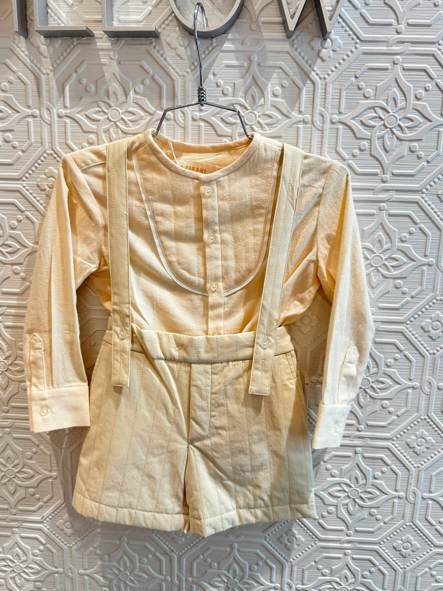 archie Tufted Suspender Shorts - Ivory