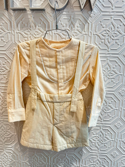archie Tufted Suspender Shorts - Ivory