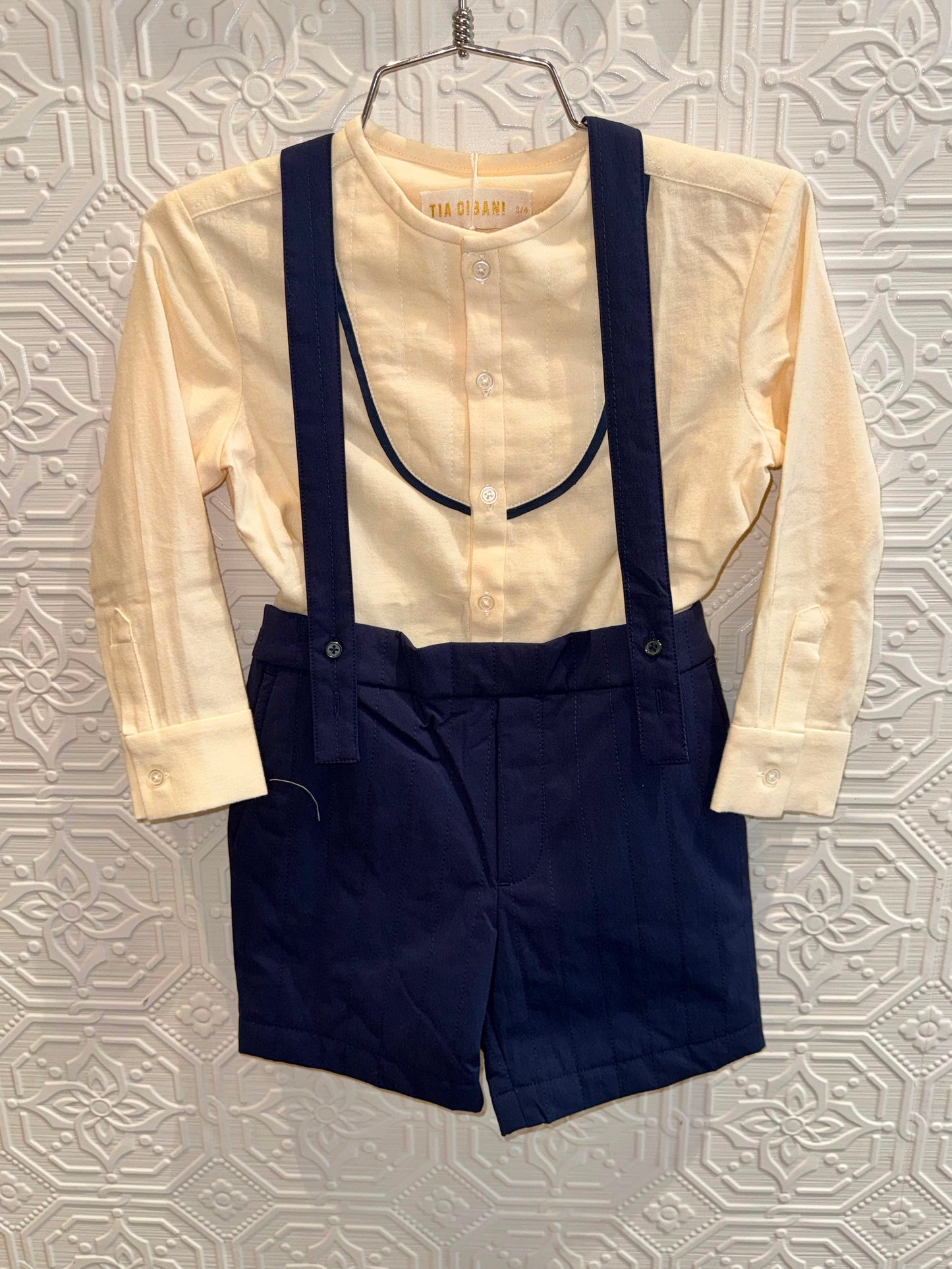 Archie Tufted Suspender Shorts - Denim