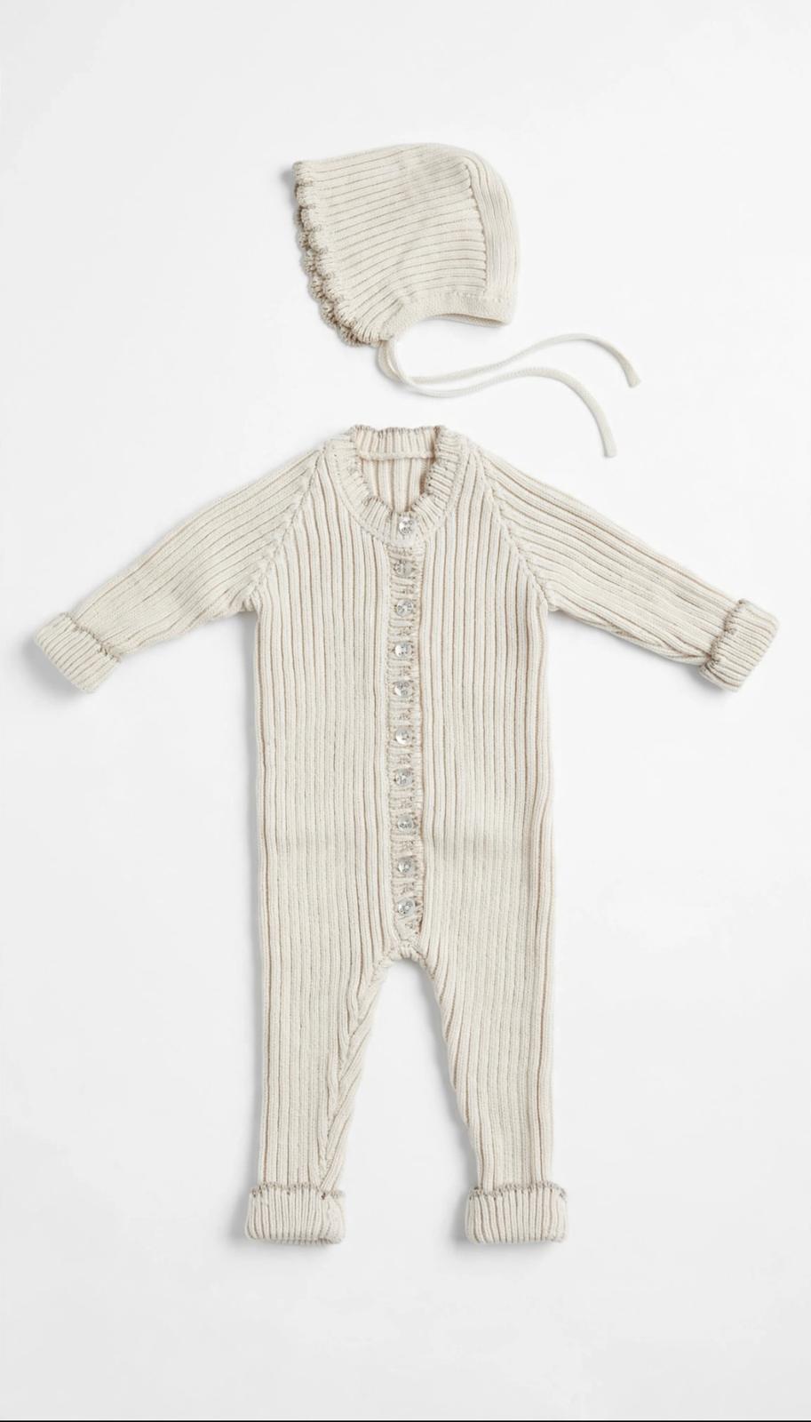 Knit onepiece and hat DO31 - Butter