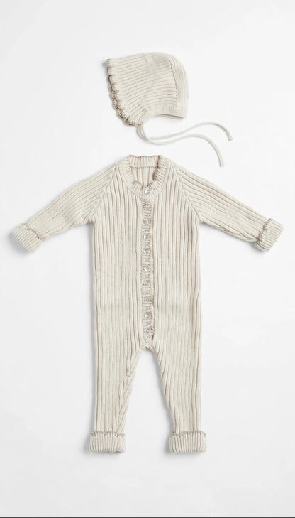Knit onepiece and hat DO31 - Butter