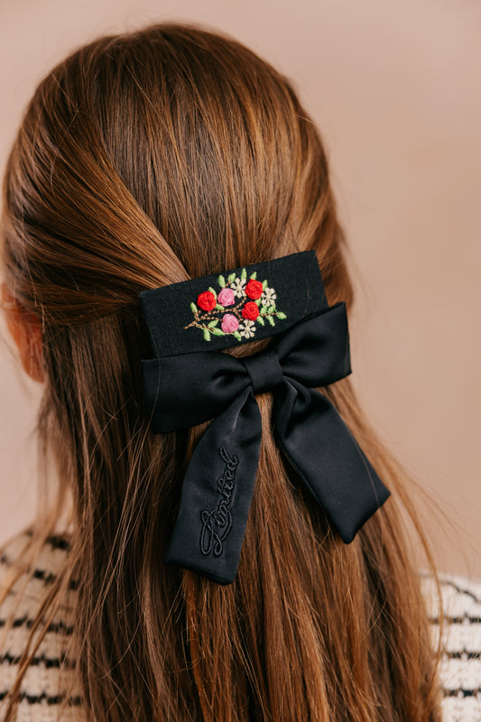 Floral Embroidered Hair Clip