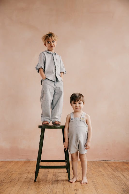 Denim Snap Boys Overalls