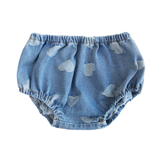 Heartprint Denim Baby Bloomers