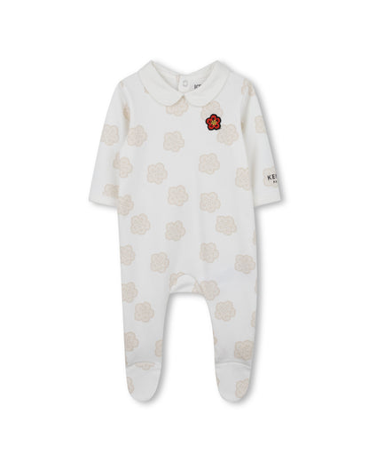 Kenzo Girl Allover Printed Footie w Bib and Hat Set K61615