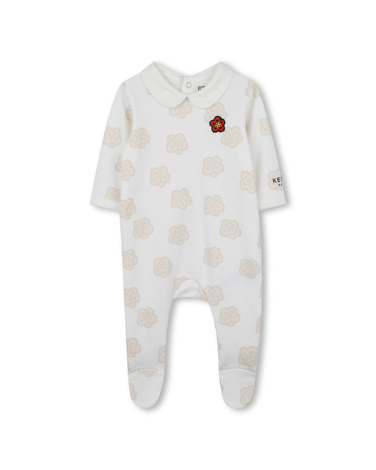 Kenzo Girl Allover Printed Footie w Bib and Hat Set K61615