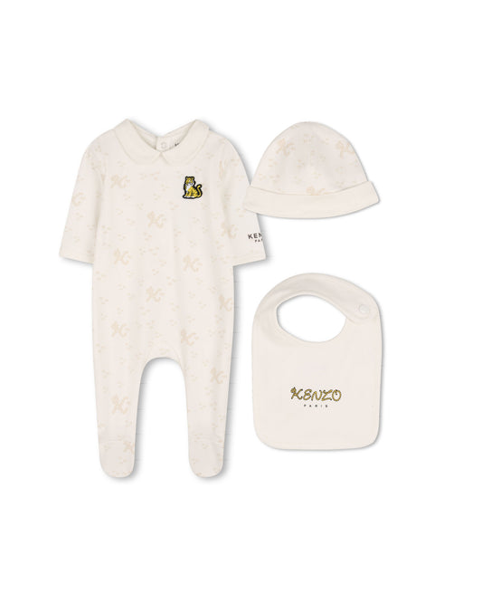 Kenzo Printed Fooie W Hat and Bib Set K61857