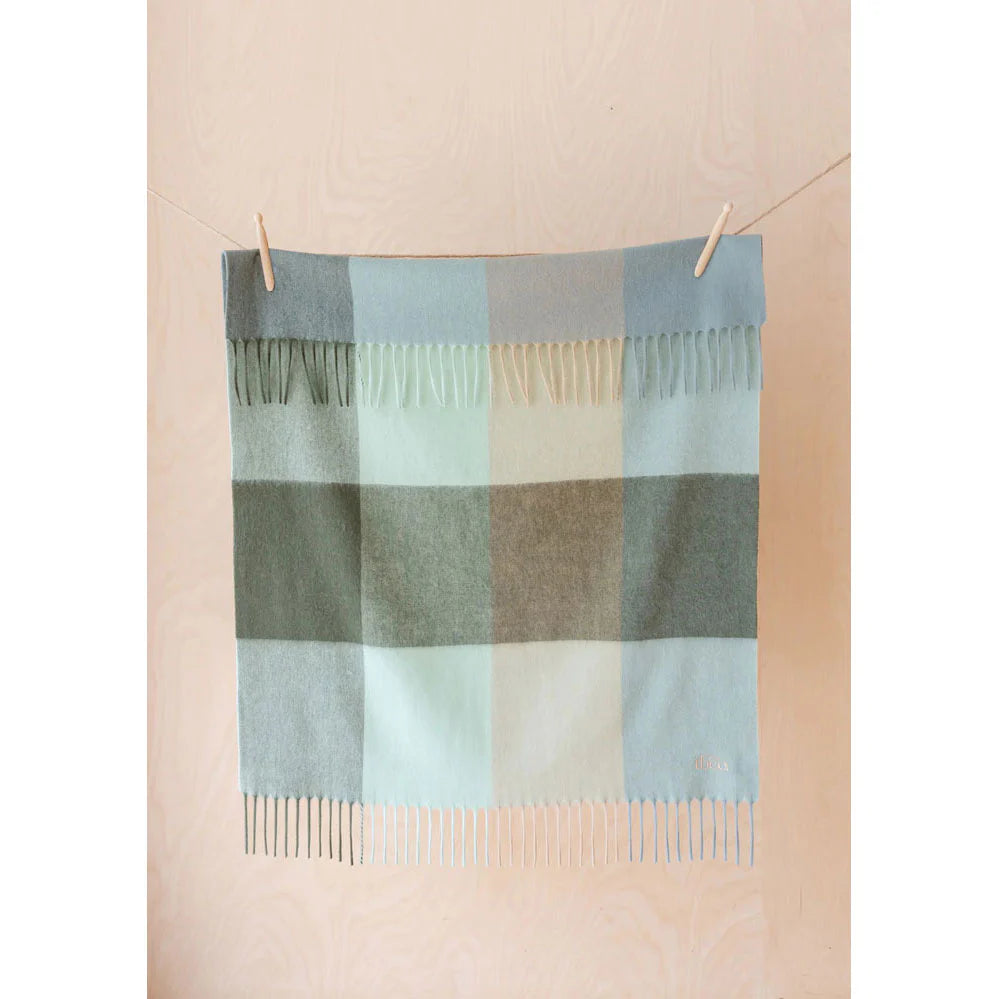 Lambswool Baby Blanket -  Forest Block Check