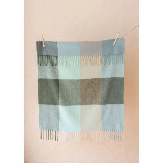 Lambswool Baby Blanket -  Forest Block Check