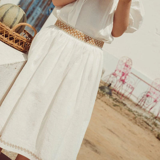 The Little Poets Bordalo Midi Skirt w/ Ochre belt