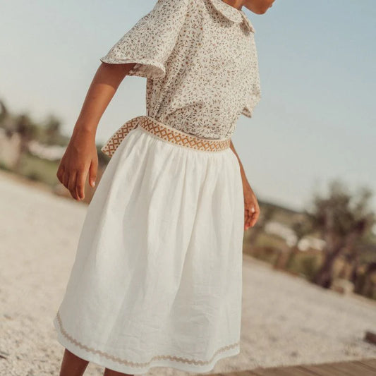 The Little Poets Bordalo Midi Skirt w/ Ochre belt