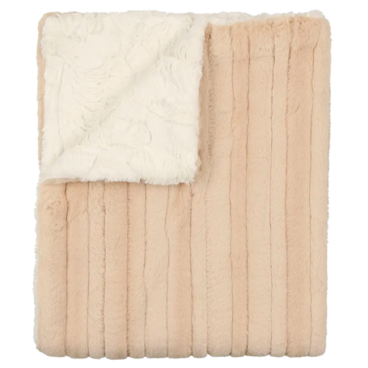 Peluche Panel Fur Blanket - Latte