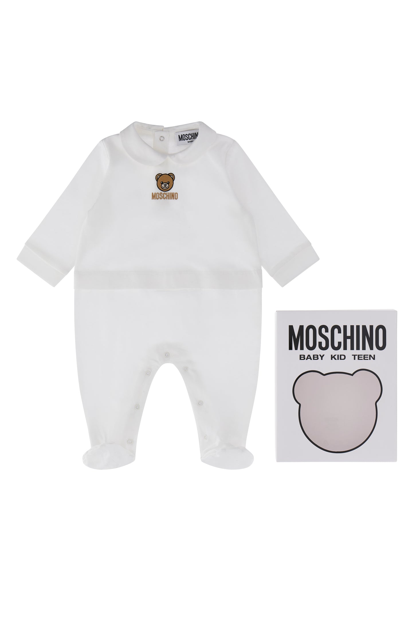 Moschino Round Collar Footie W Bear in center MOY06Z