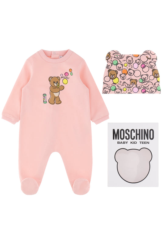 Moschino Footie W Print Hat Gift Set MUY092