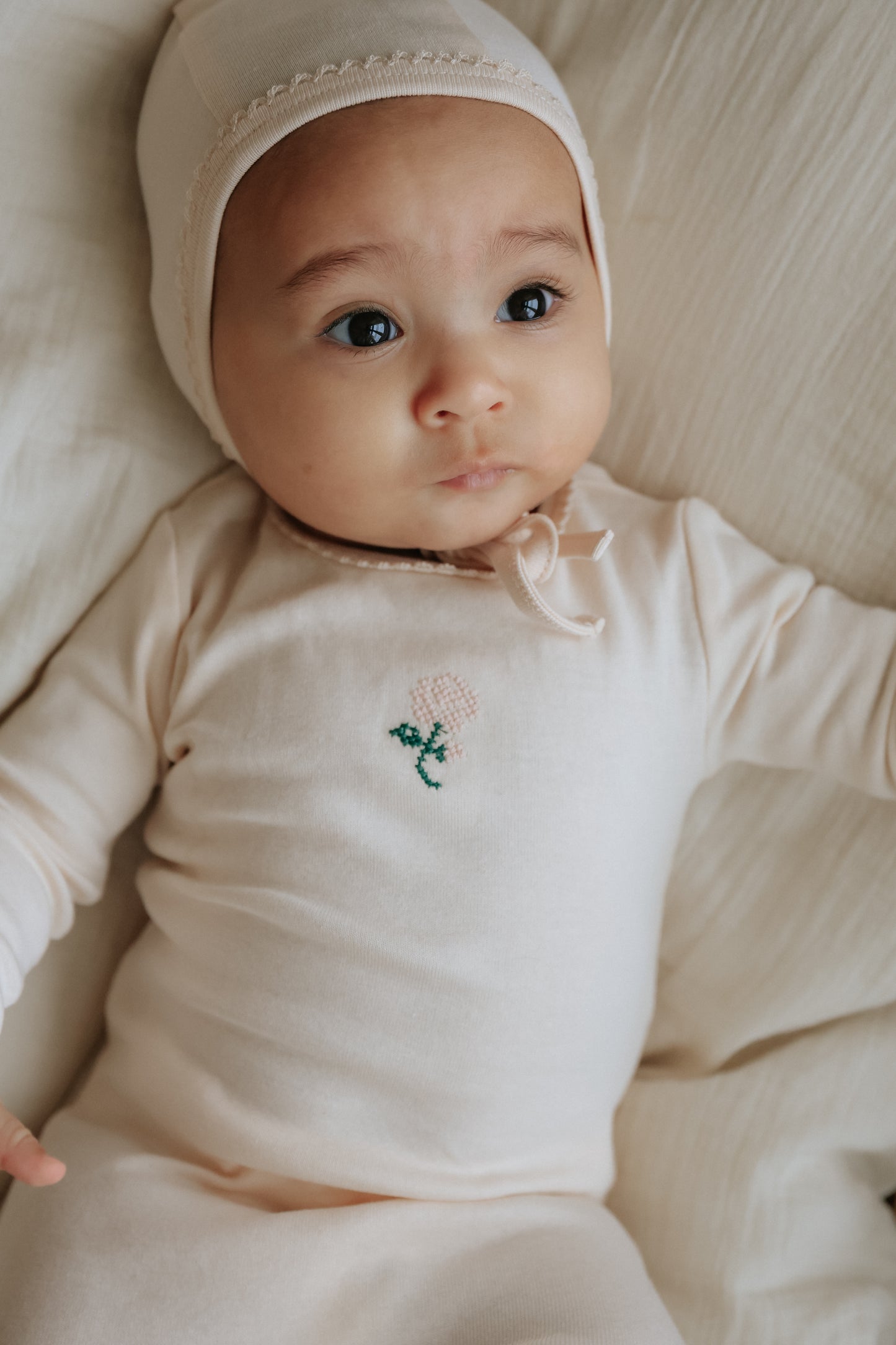 Embroidered footie & Bonnet