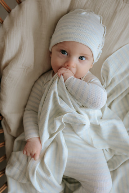 Rib Stripe Footie & Beanie