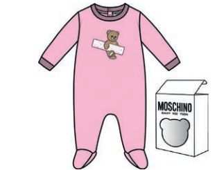 Moschino  Bear Logo Footie w Gift Box MOY05L