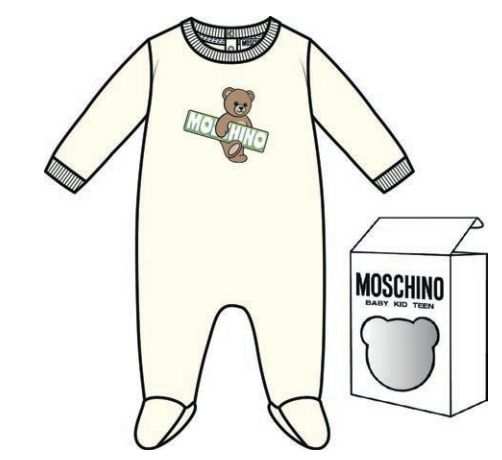 Moschino  Bear Logo Footie w Gift Box MOY05L