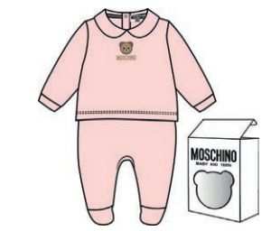 Moschino Round Collar Footie W Bear in center MOY06Z