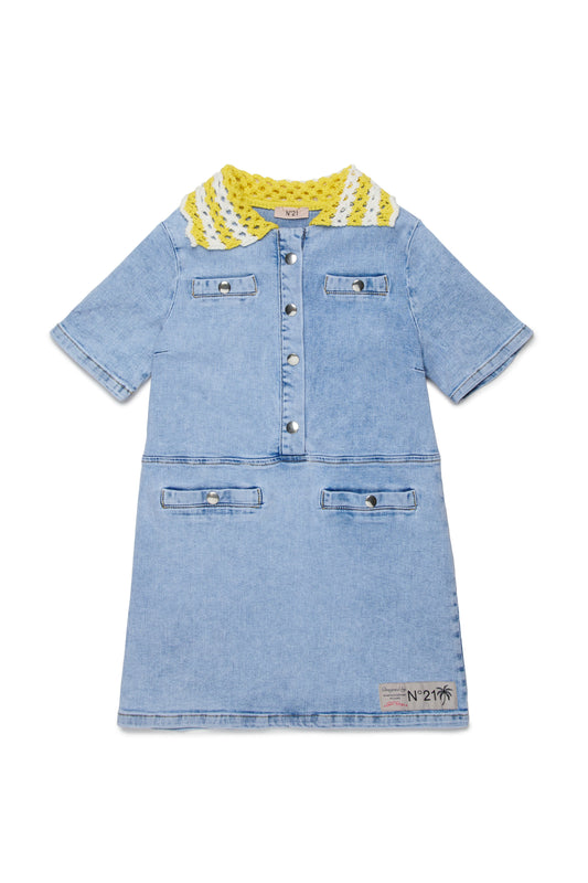 N21 Denim Dress W Crochet Collar N0471