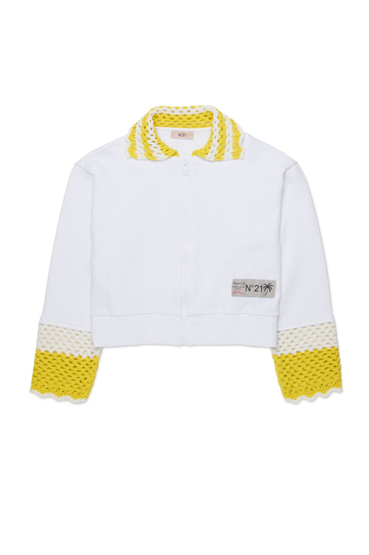 N21 Zip Sweatshirt Crochet Collar and Cuffs N0495