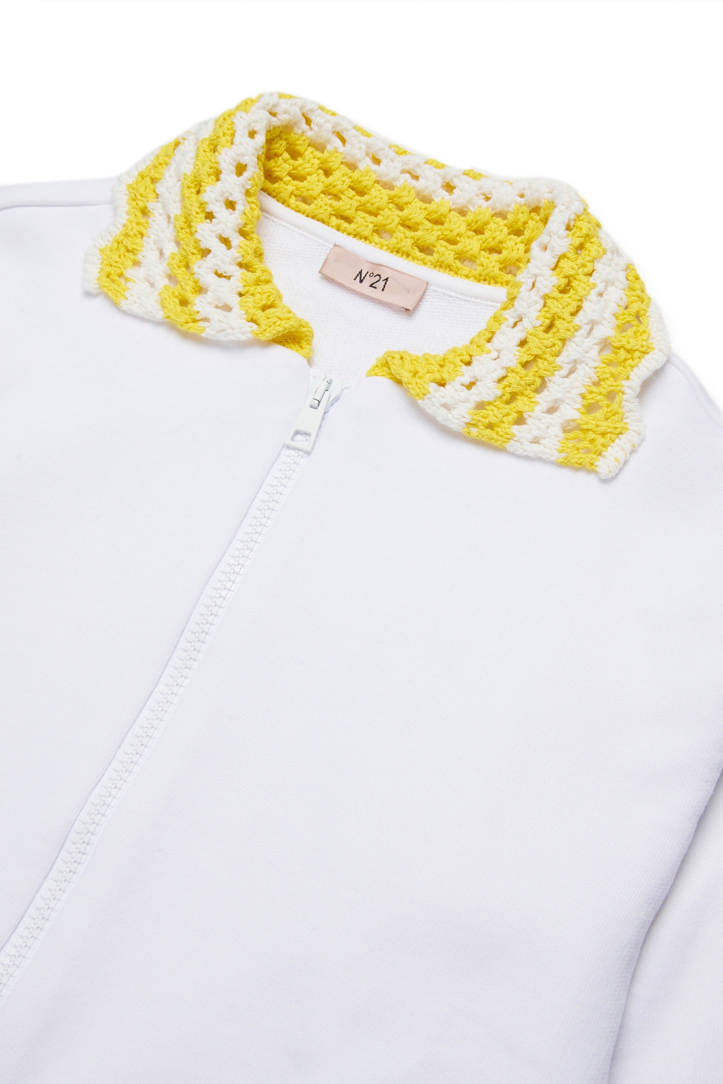 N21 Zip Sweatshirt Crochet Collar and Cuffs N0495