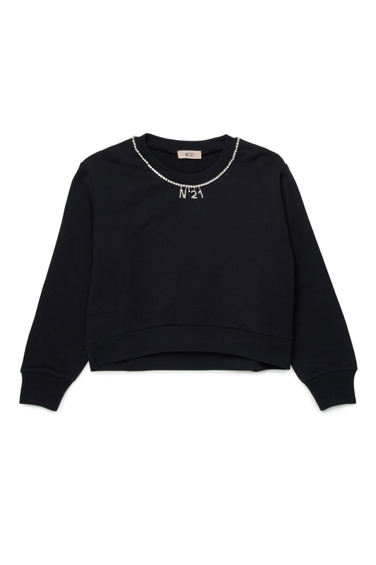 N21 Sweatshirt with Jeweled Trim and Logo N0487