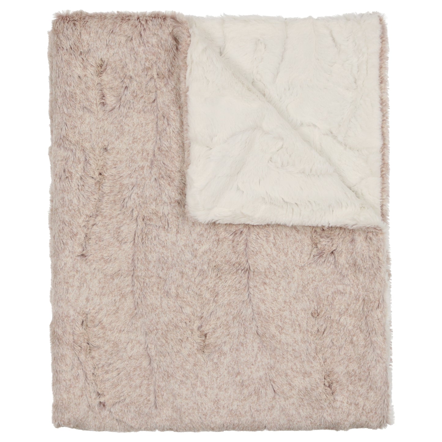 Peluche Heather Fur Blanket - Oatmeal and Natural
