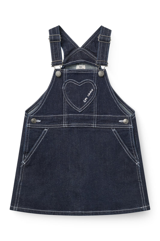Organic Denim Spencer Dress W. Heart Pocket - Denim