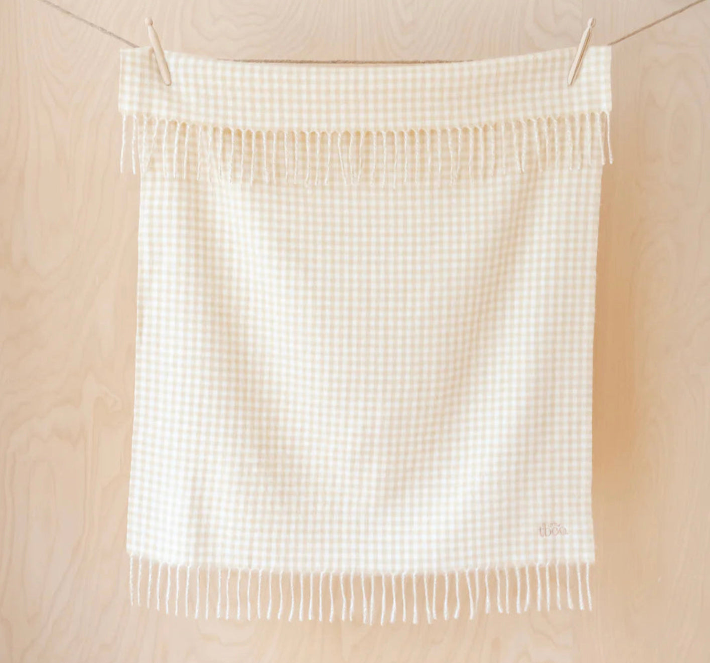 Lambswool Baby Blanket - Oatmeal Gingham