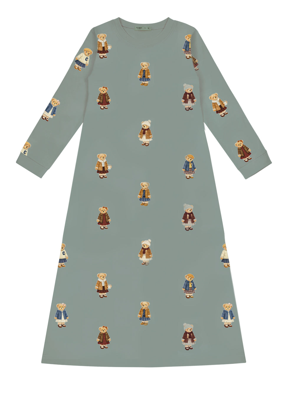Teddy Pattern Lounge Nightgown - Jade