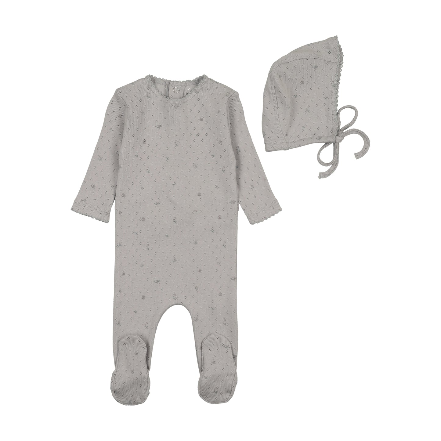 B&D Pointelle Flowers Footie/Bonnet