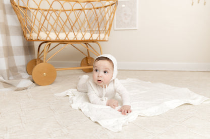 B&D Pointelle Flowers Footie/Bonnet