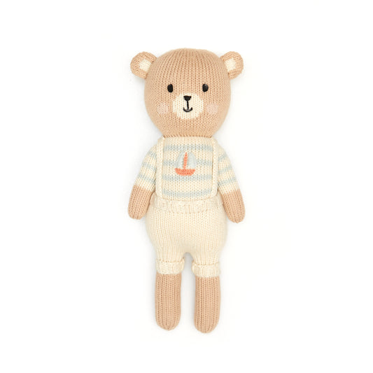 Tun Tun Arthur the bear with sailboat 11"- Natural & Light Blue