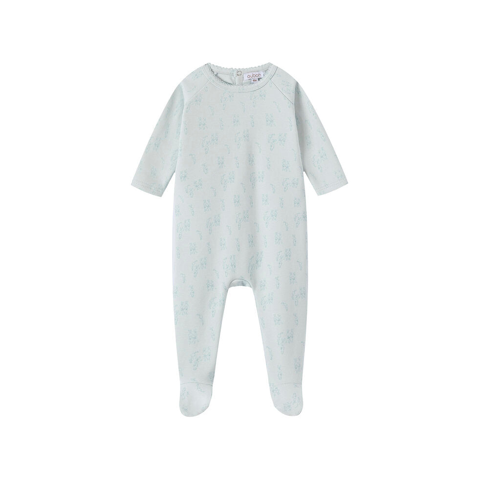 Allover Bunny Print Ground Footie & Hat
