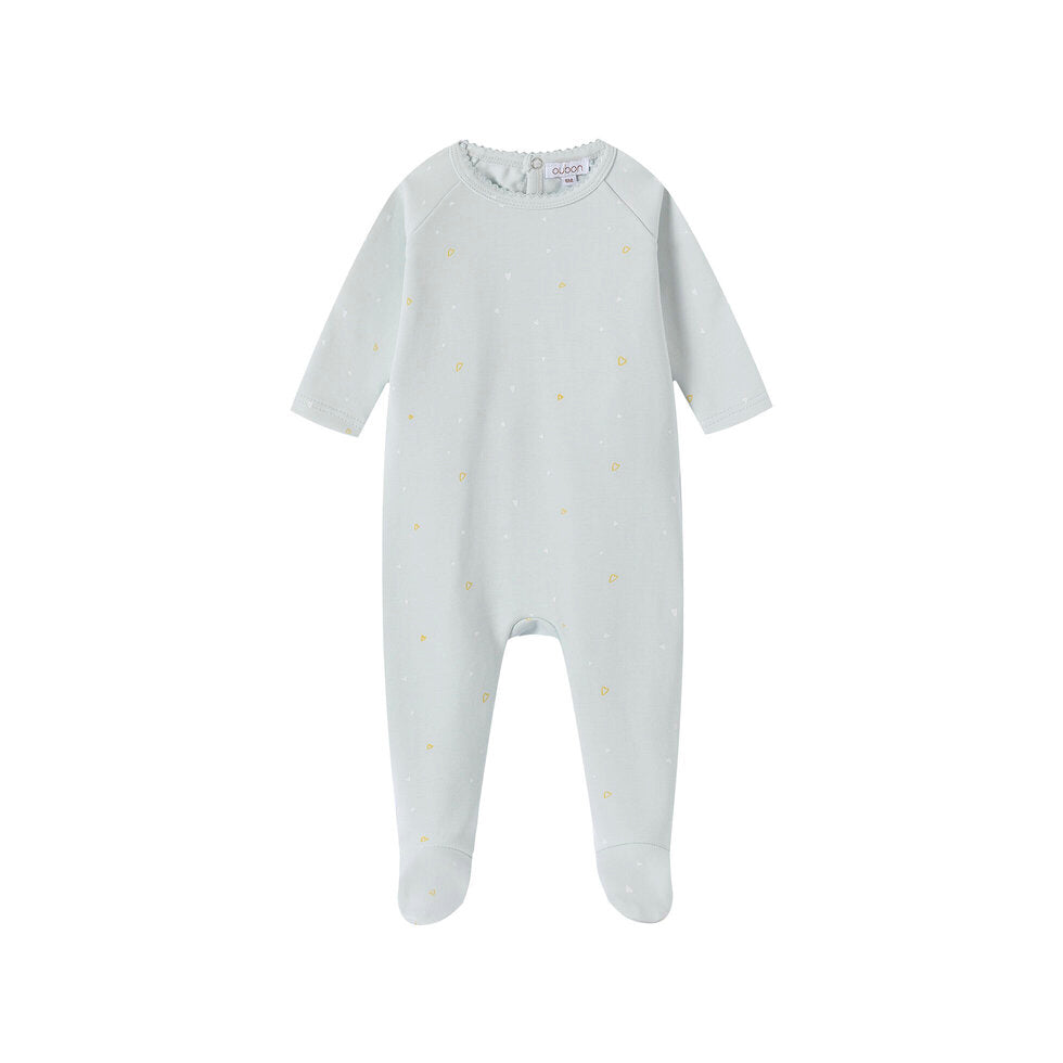 Outlined Heart Print Footie & Hat Set