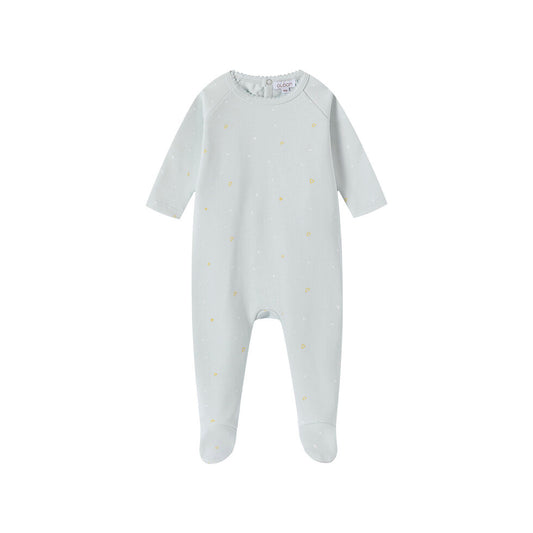 Outlined Heart Print Footie & Hat Set
